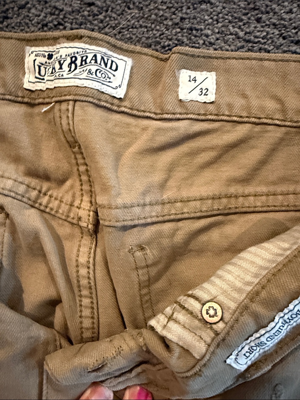 Lucky Brand Tan Distressed Women's Jean Shorts - Picture 2 of 3